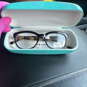 Brand New. Women's Kate Spade Black and Brown Glasses with Turquoise Case